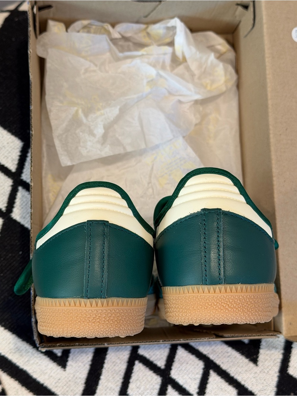 adidas Green Samba Janes with White Stripes and Gum Sole - Picture 5 of 7